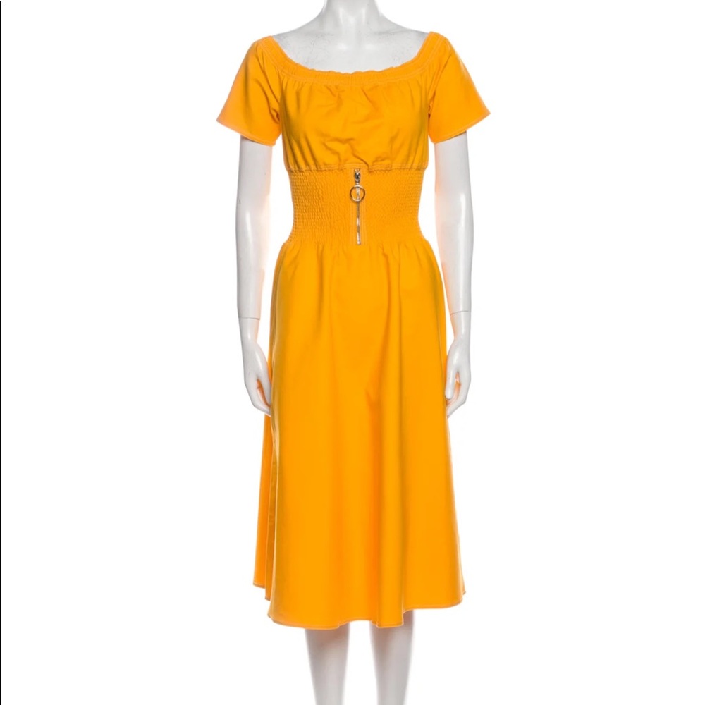 MAJE smocked cold shoulder dress